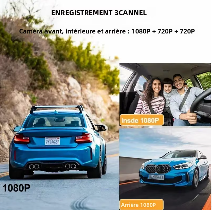 Dashcam Voiture WiFi 1080P Double / Triple Caméra – Avant Intérieur Arrière