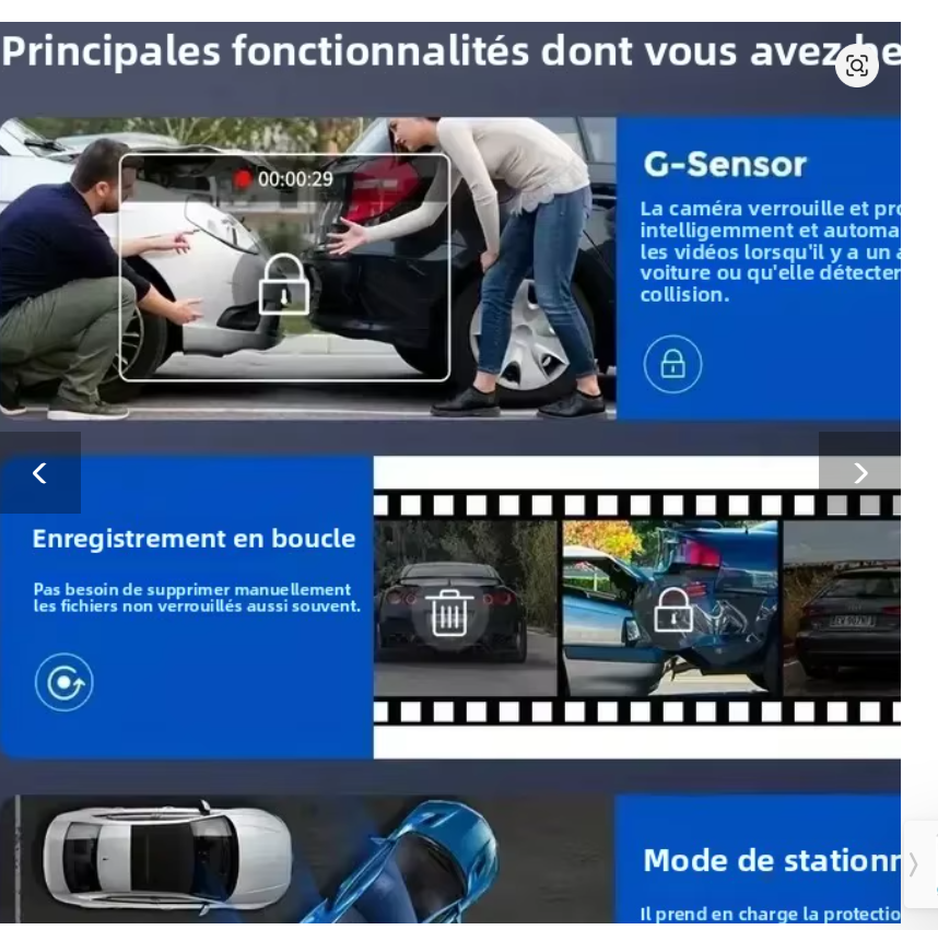 Dashcam Voiture WiFi 1080P Double / Triple Caméra – Avant Intérieur Arrière